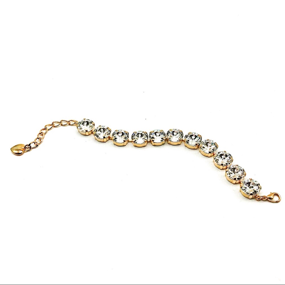 Tennis bracelet, rose gold Swarovski crystals - Picture 2 of 6